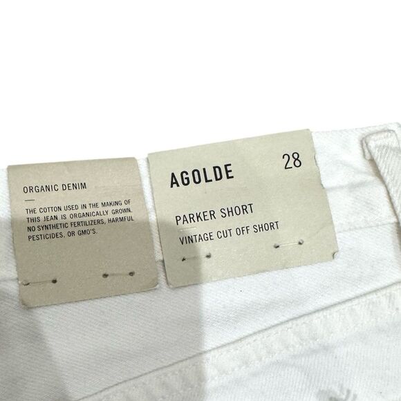 NWT AGOLDE PARKER VINTAGE CUT OFF SHORT in white - Picture 11 of 14